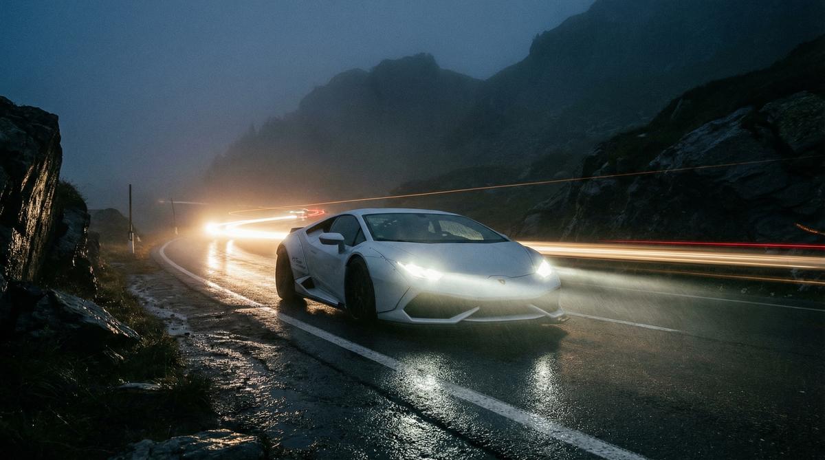 搜同网汽车改装视频-夜间山路宽体跑车实拍